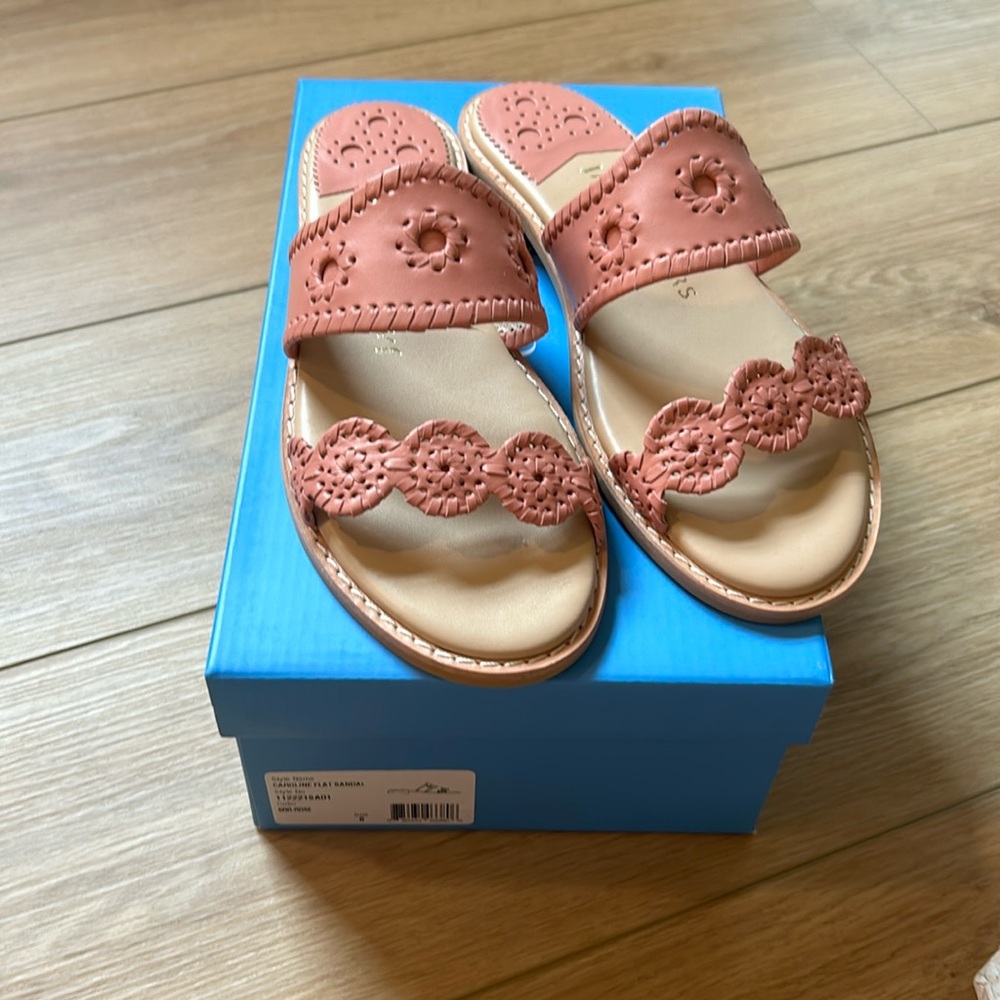 NIB Jack Rogers Rose Caroline Flat Sandal Sz 8